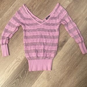 Gorgeous Lavender Bebe Sweater Deep V off the shoulder Small